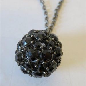 SHAG 16" NECKLACE W/BLACK RHINESTONE BALL PENDANT